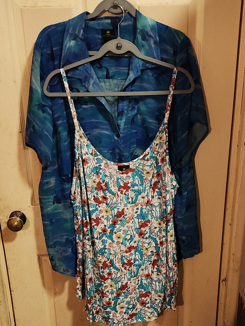 Torrid Disney Little Mermaid Camisole. Disney Blue Button Up.